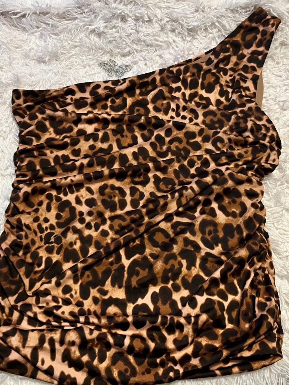 Leopard Print one shoulderBlouse Size 12-14
